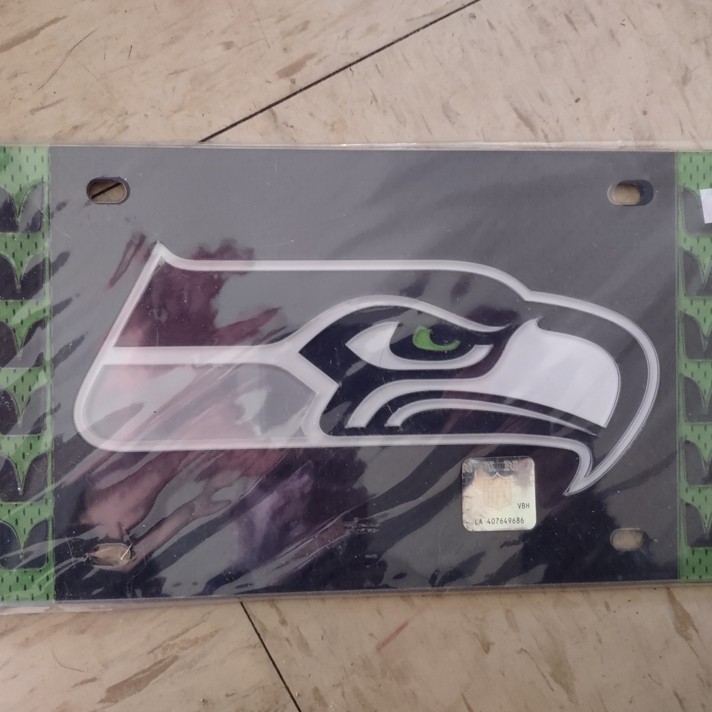 NFL Seattle Seahawks Black and Green Logo License Plate